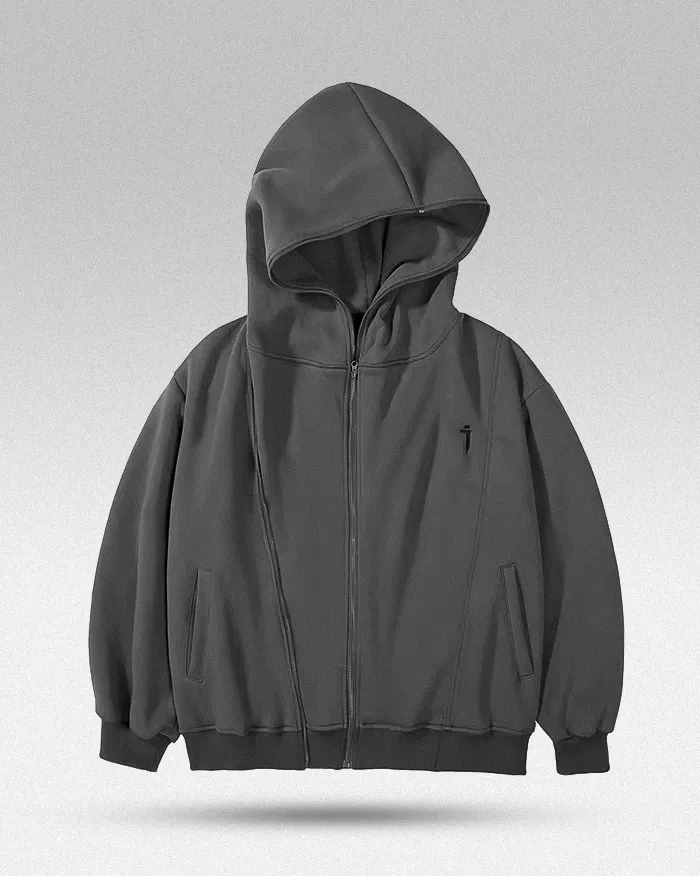 Asymmetrical zipper hoodie "Ama" - Image 9