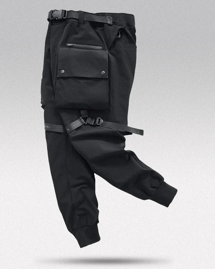 Black Cargo Pants with straps "Nareyama" - Image 3