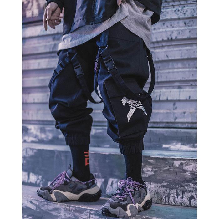 Black cargo pants with straps "Otori" - Image 4