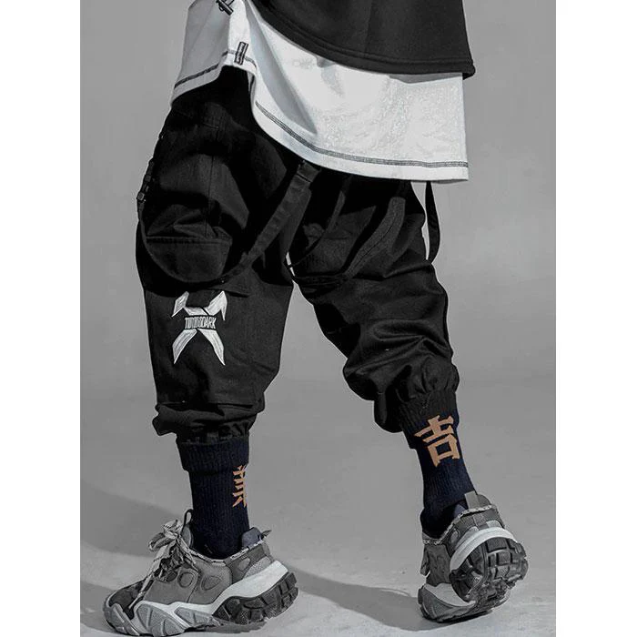 Black cargo pants with straps "Otori" - Image 6