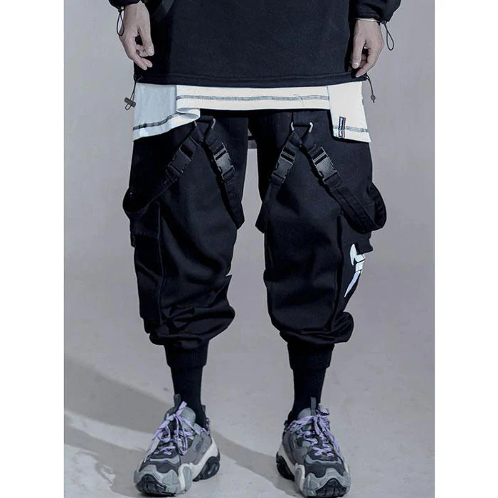 Black cargo pants with straps "Otori" - Image 7