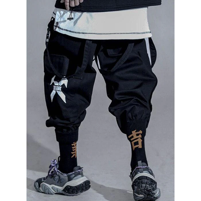 Black cargo pants with straps "Otori" - Image 8