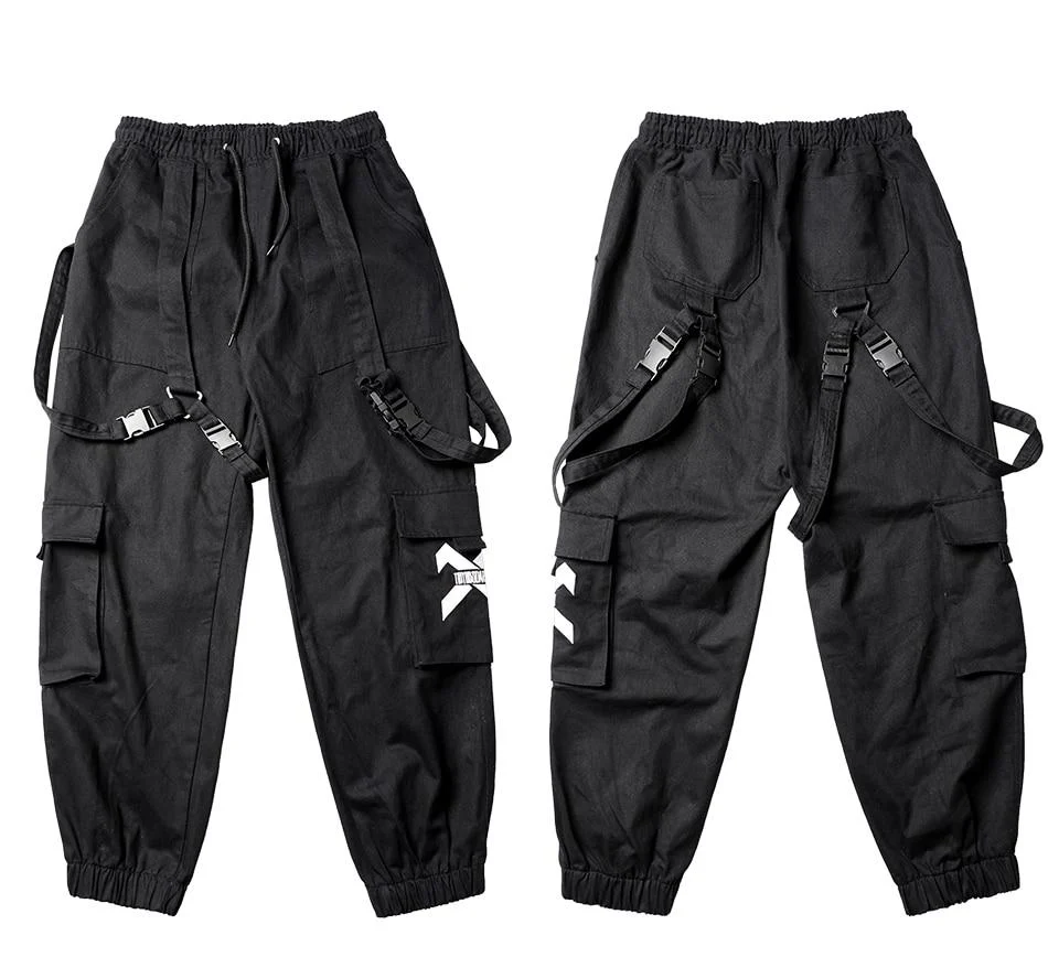 Black cargo pants with straps "Otori" - Image 9