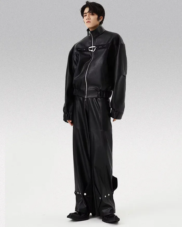 Black faux leather jacket "Zirushi" - Image 4