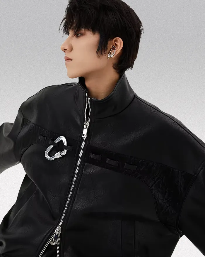 Black faux leather jacket "Zirushi" - Image 6
