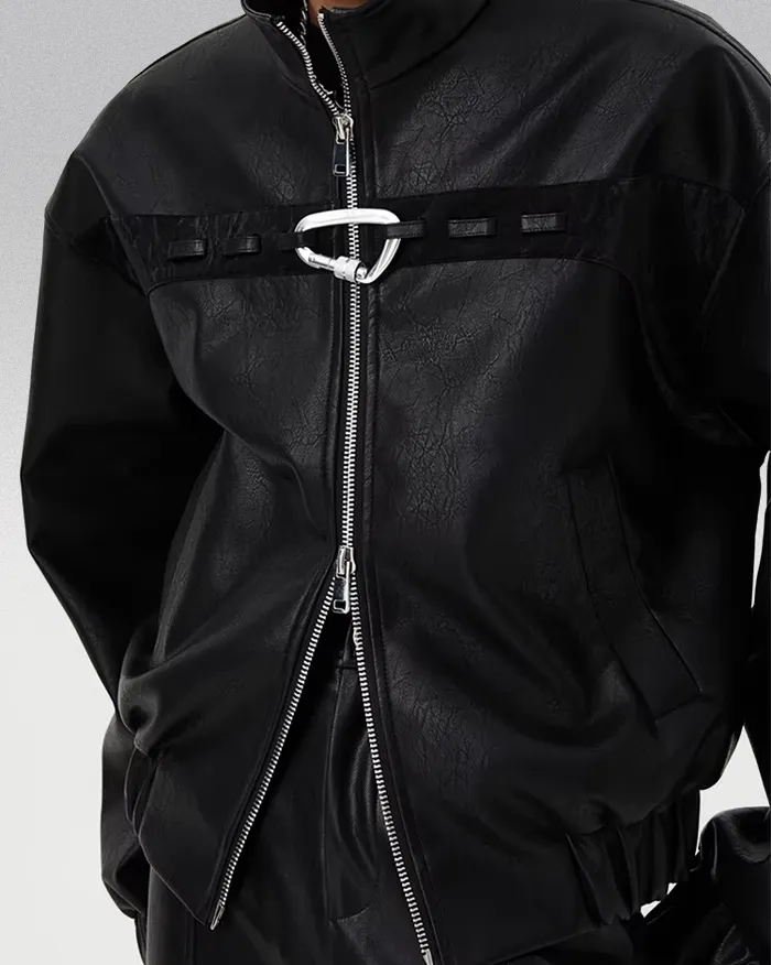 Black faux leather jacket "Zirushi" - Image 7