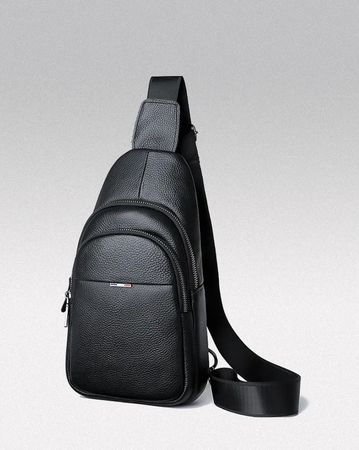 Black leather crossbody bag "Zuru" - Image 2