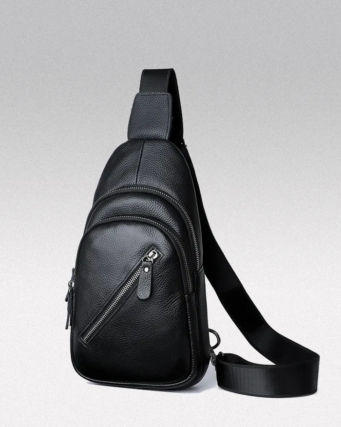 Black leather crossbody bag "Zuru" - Image 3