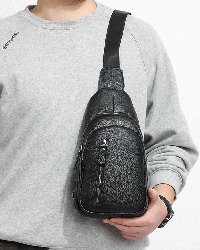 Black leather crossbody bag "Zuru" - Image 6
