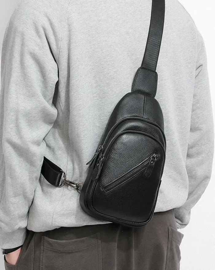 Black leather crossbody bag "Zuru" - Image 8