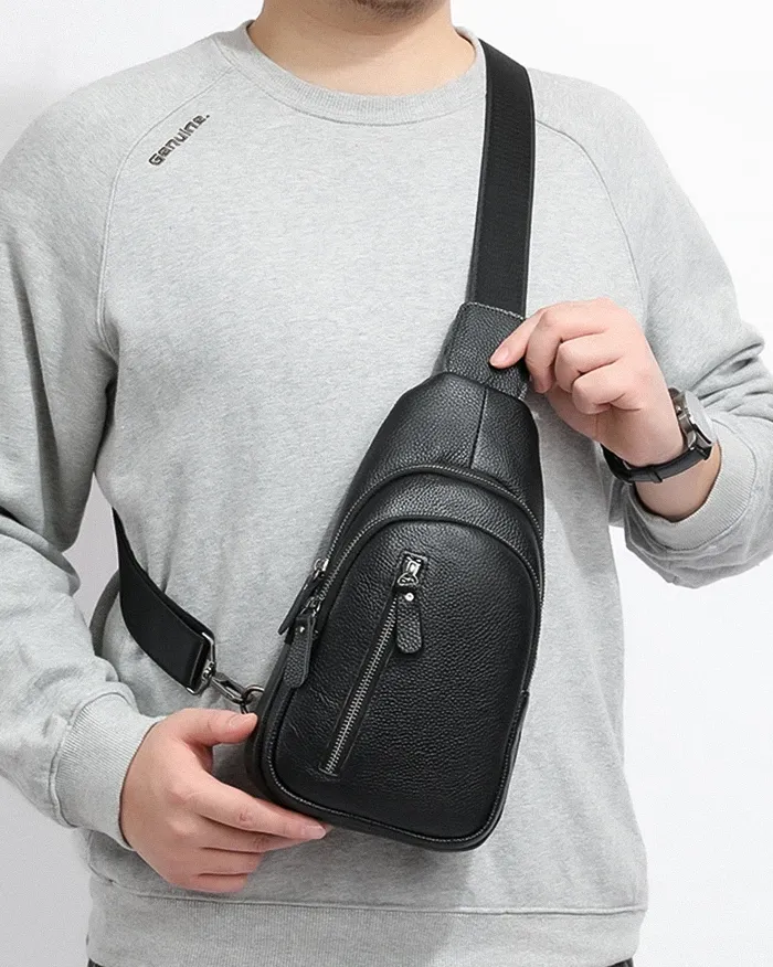 Black leather crossbody bag "Zuru" - Image 9
