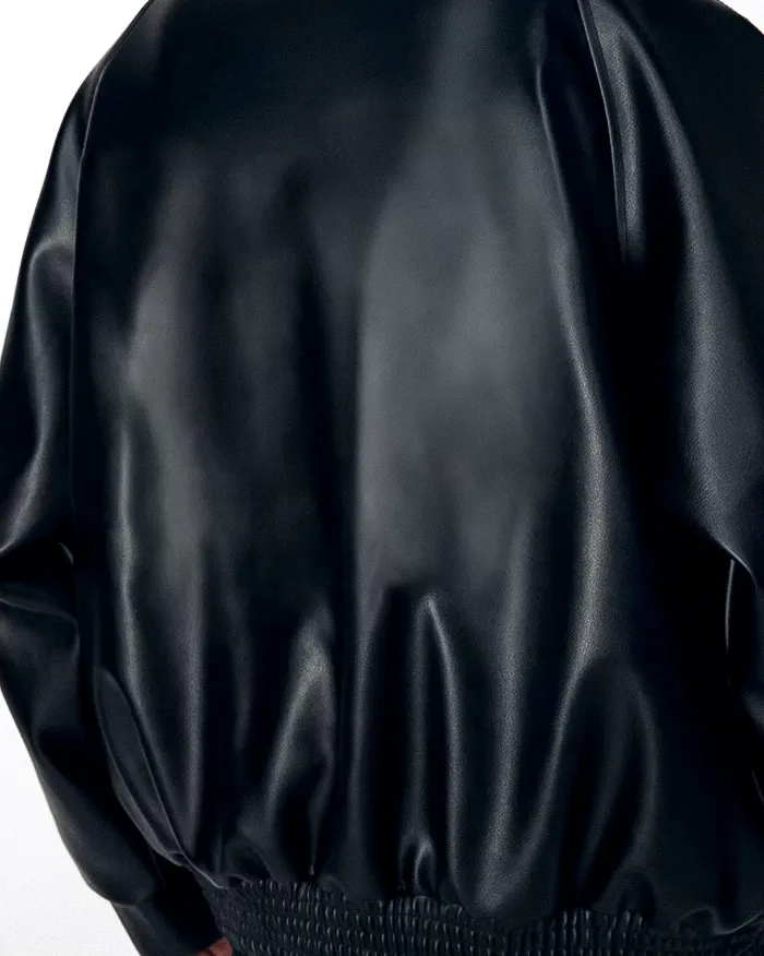 Black Pu Leather Jacket "Hioka" - Image 11