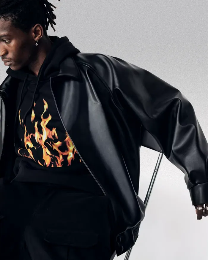 Black Pu Leather Jacket "Hioka" - Image 14