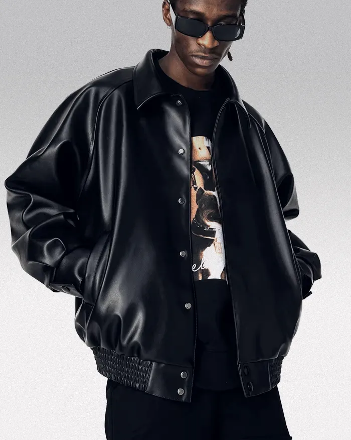 Black Pu Leather Jacket "Hioka" - Image 17
