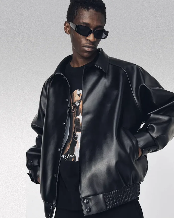 Black Pu Leather Jacket "Hioka" - Image 18