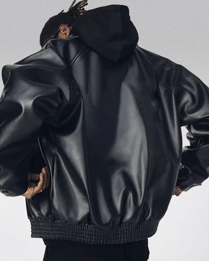 Black Pu Leather Jacket "Hioka" - Image 2
