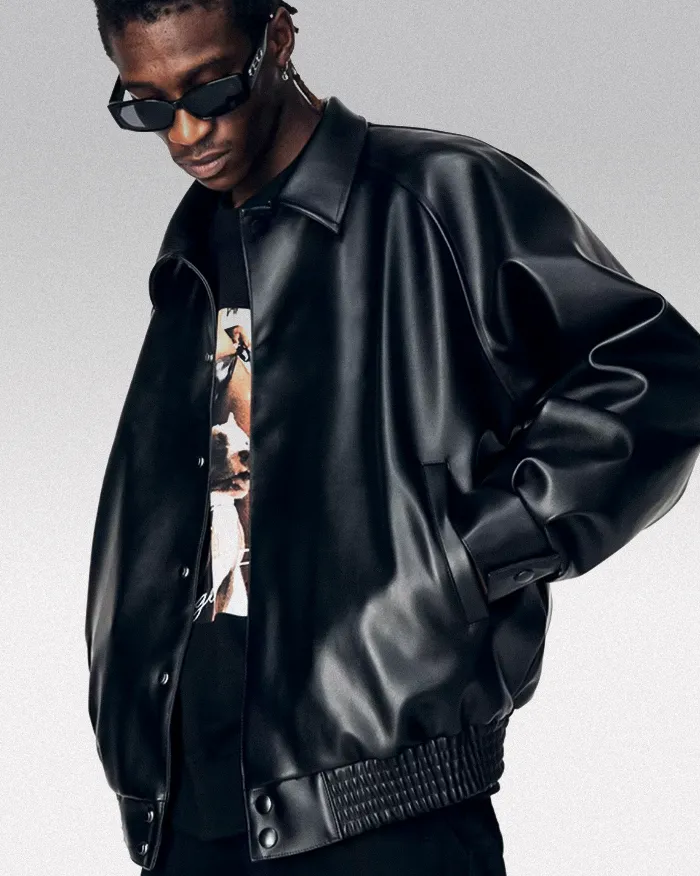 Black Pu Leather Jacket "Hioka" - Image 4