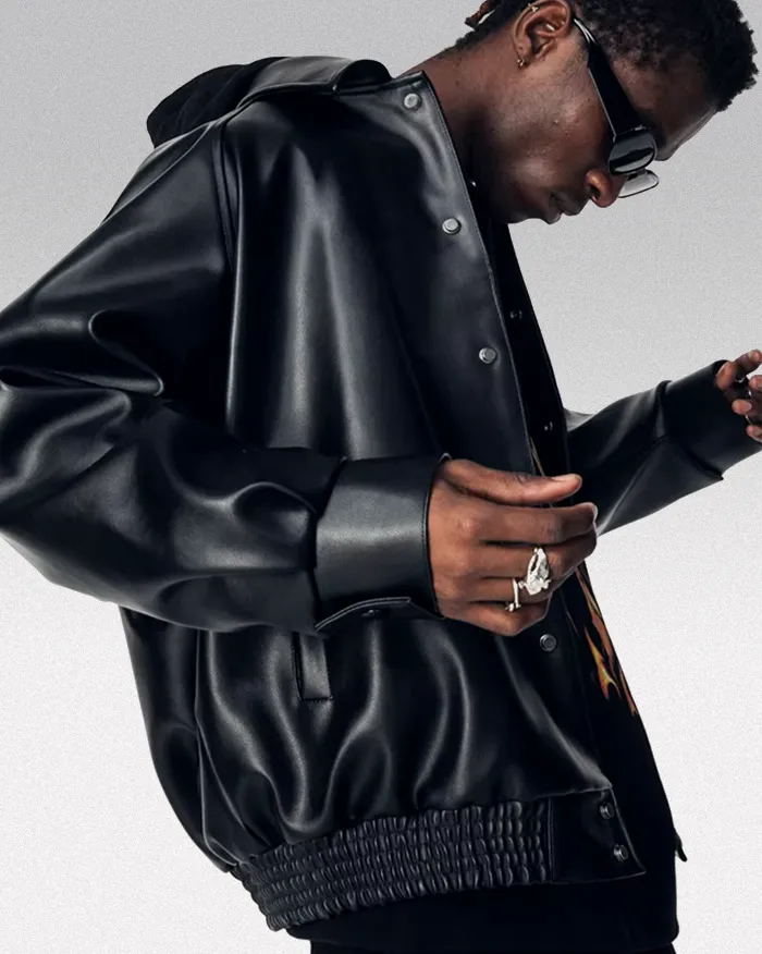 Black Pu Leather Jacket "Hioka" - Image 7