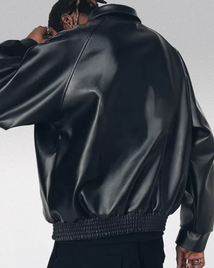 Black Pu Leather Jacket "Hioka" - Image 9