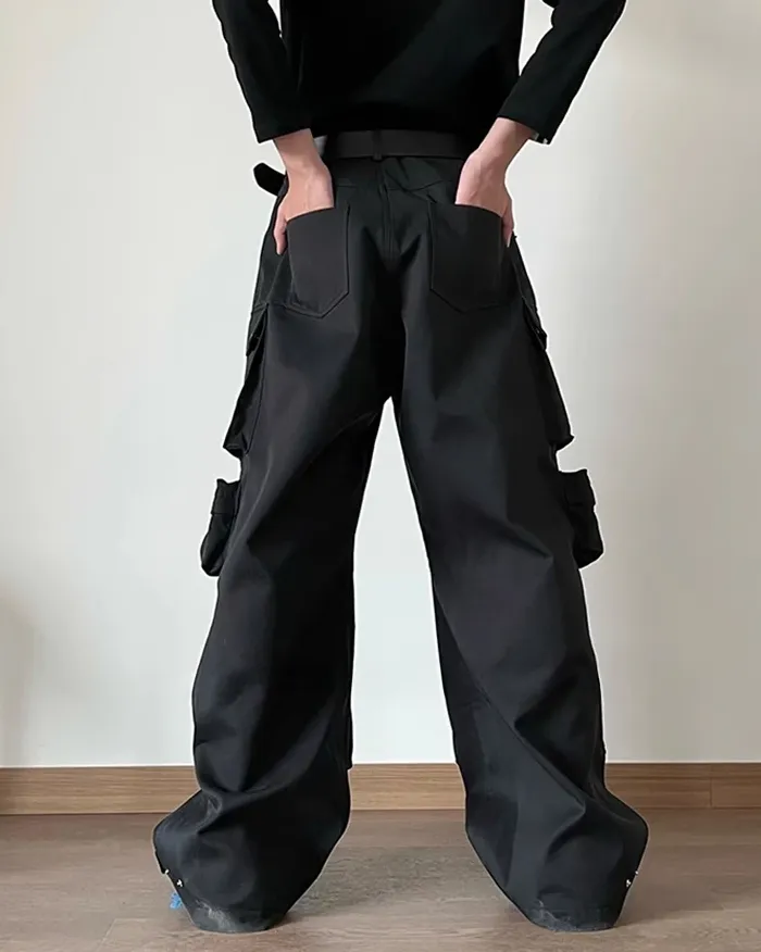 Black Wide Leg Cargo Pants "Darex" - Image 3