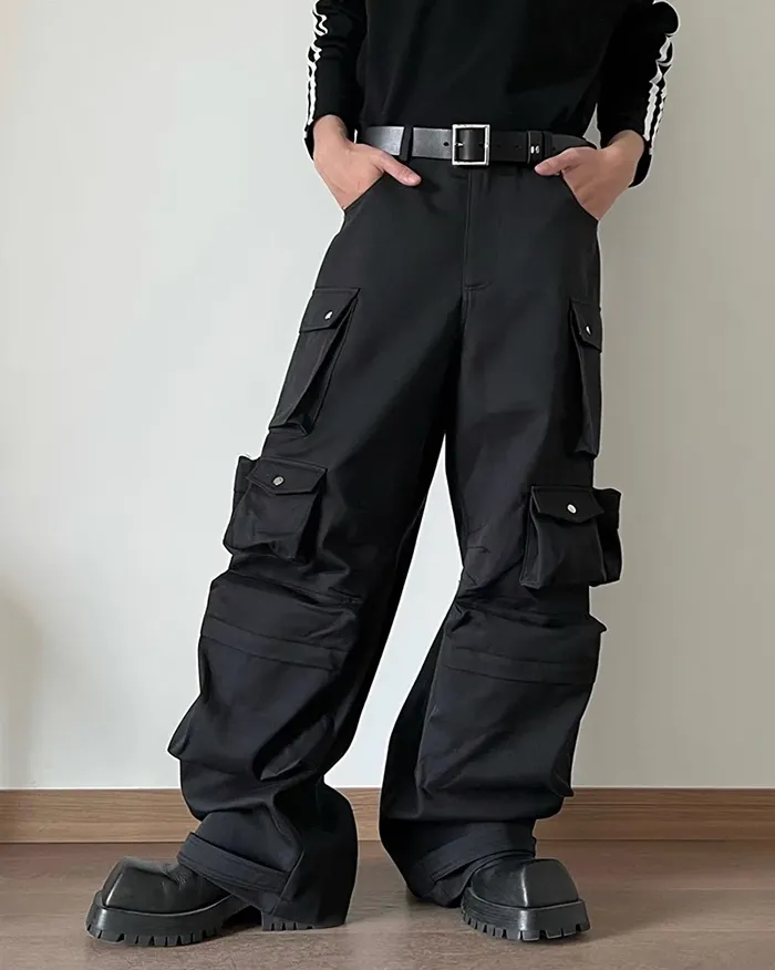 Black Wide Leg Cargo Pants "Darex" - Image 4