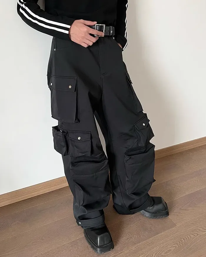 Black Wide Leg Cargo Pants "Darex" - Image 6