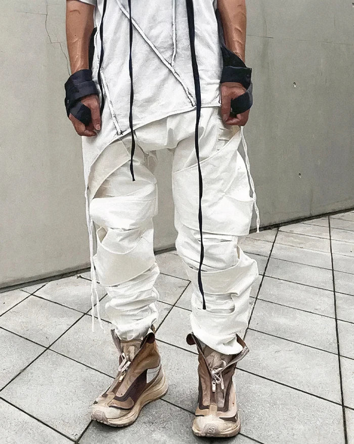 Cyberpunk white pants "Kodate" - Image 4