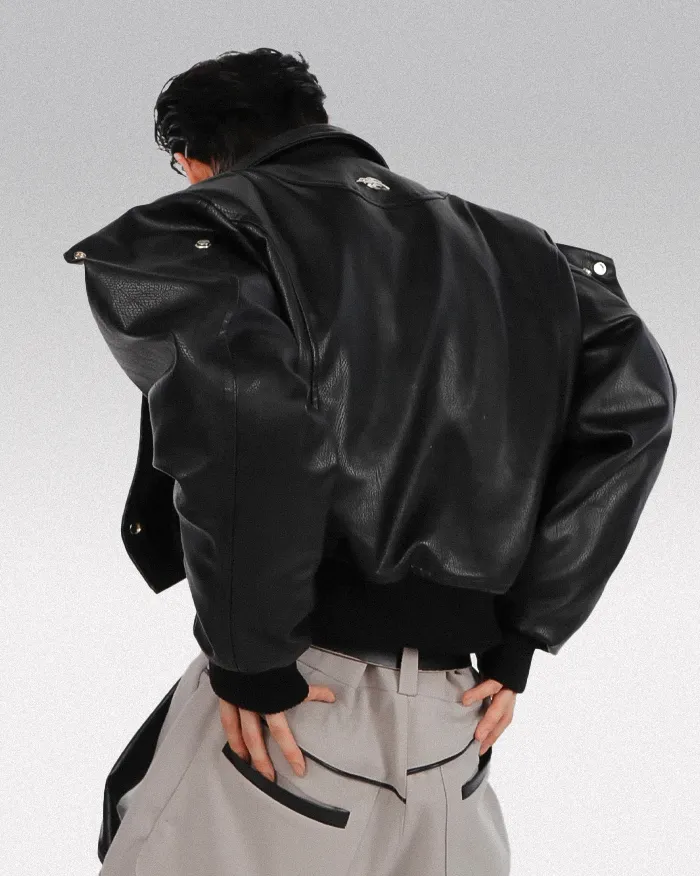 Faux leather jacket with shoulder pads "Mihama" - Image 4