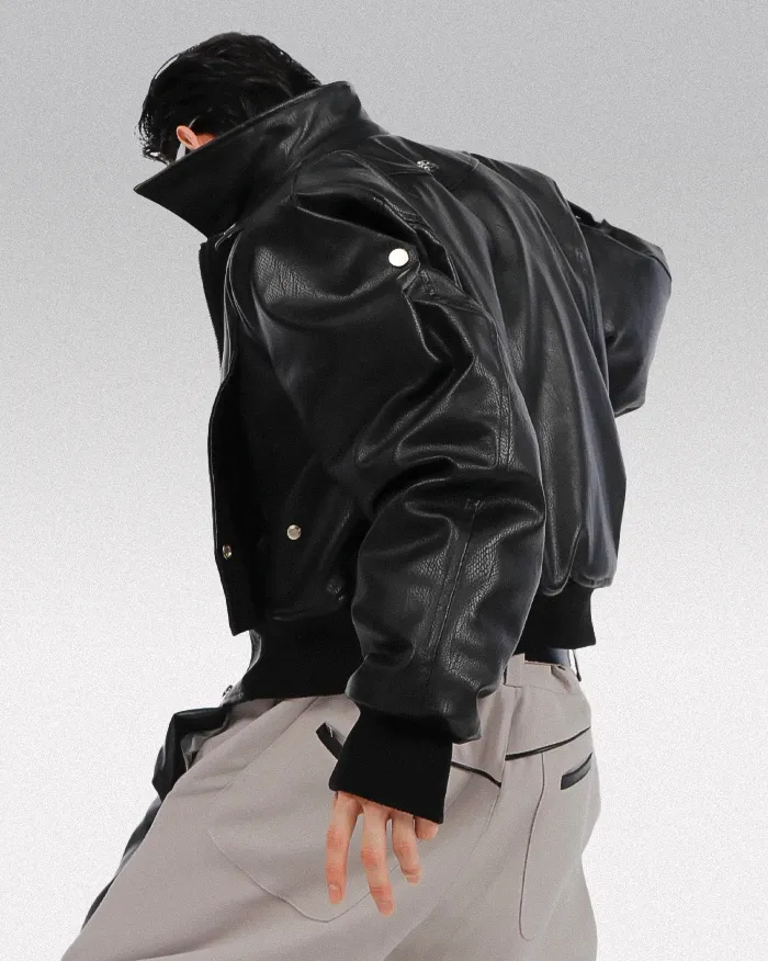 Faux leather jacket with shoulder pads "Mihama" - Image 8
