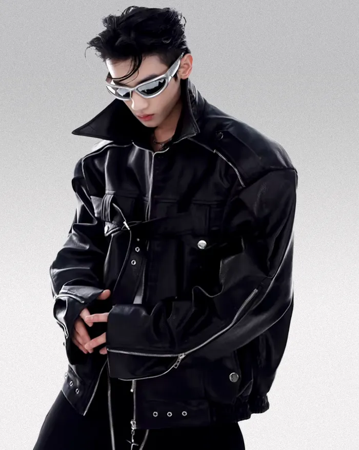 Leather cyberpunk jacket "Tsuzu" - Image 6
