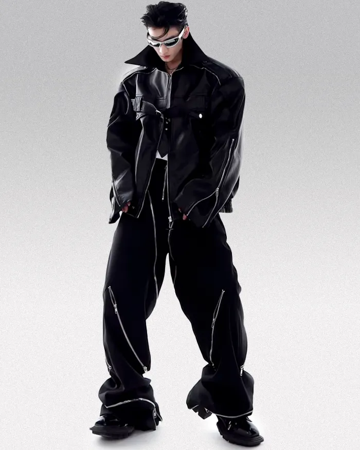 Leather cyberpunk jacket "Tsuzu" - Image 8