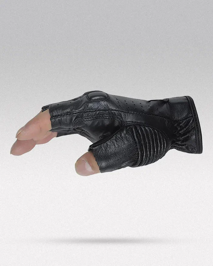 Leather Fingerless Gloves "Bukyo" - Image 3
