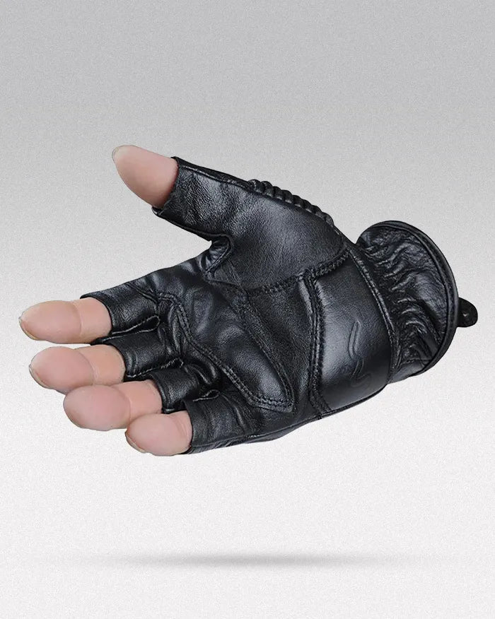Leather Fingerless Gloves "Bukyo" - Image 4