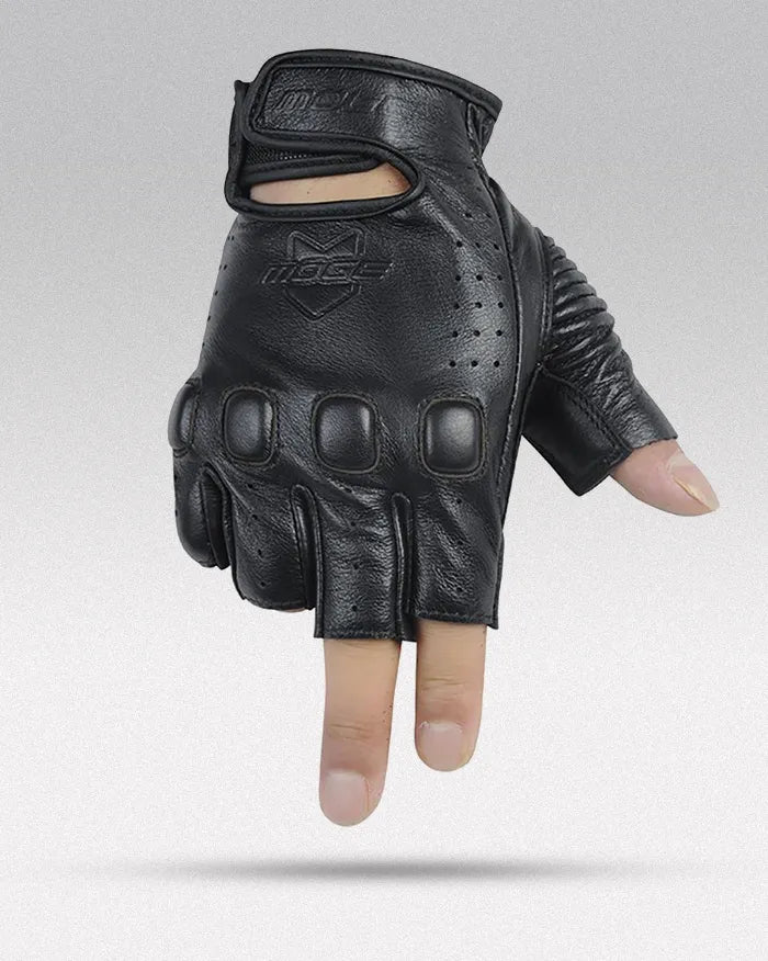 Leather Fingerless Gloves "Bukyo" - Image 5