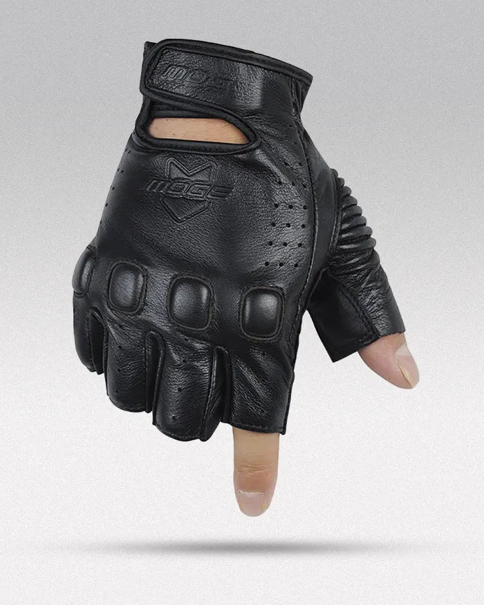 Leather Fingerless Gloves "Bukyo" - Image 6