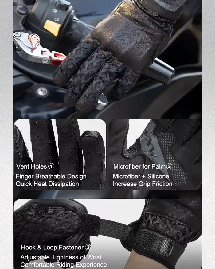 Leather gloves screen touch "Shiboso" - Image 5