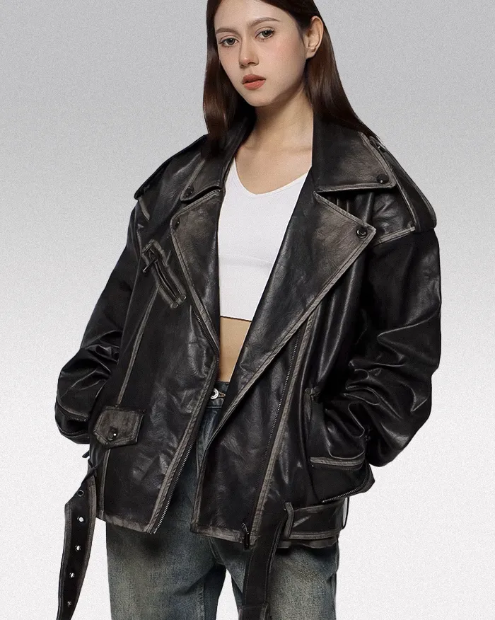 Leather jacket cyberpunk "Sakura" - Image 2