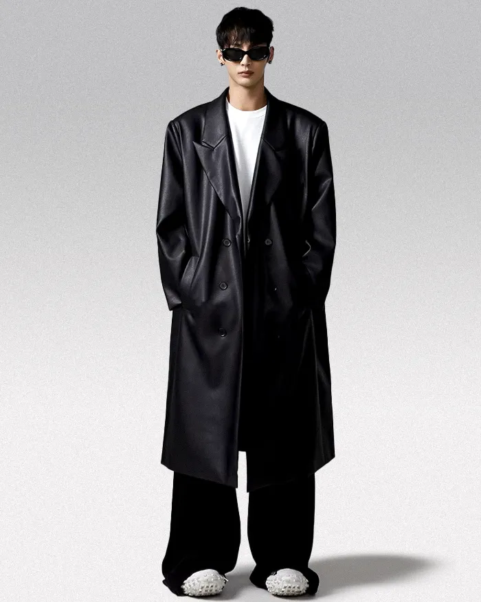 Long PU leather jacket "Kahagi" - Image 10