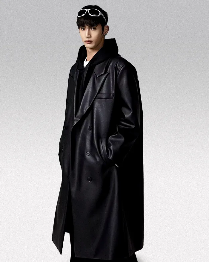 Long PU leather jacket "Kahagi" - Image 2