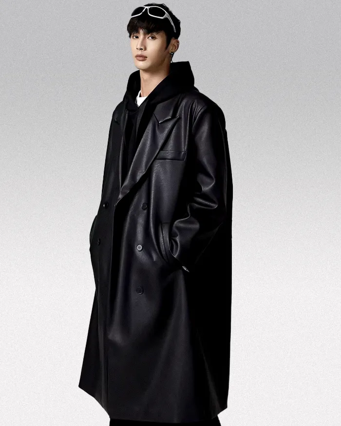 Long PU leather jacket "Kahagi" - Image 3
