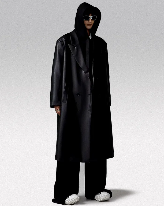 Long PU leather jacket "Kahagi" - Image 4