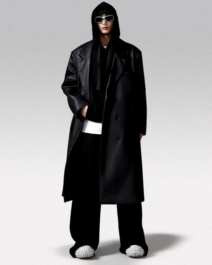 Long PU leather jacket "Kahagi" - Image 7