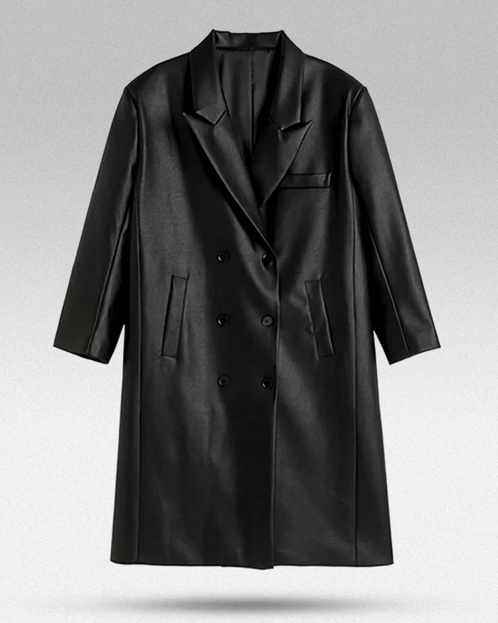 Long PU leather jacket "Kahagi" - Image 8
