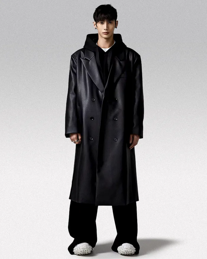 Long PU leather jacket "Kahagi" - Image 9