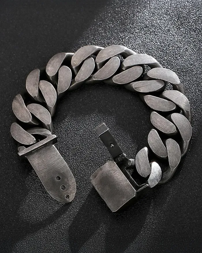 Men’s Stainless Steel Cuban Link Bracelet "Onyx" - Image 10