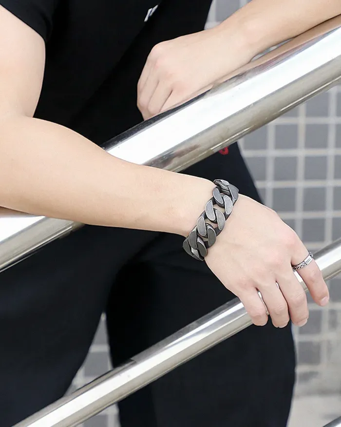 Men’s Stainless Steel Cuban Link Bracelet "Onyx" - Image 5