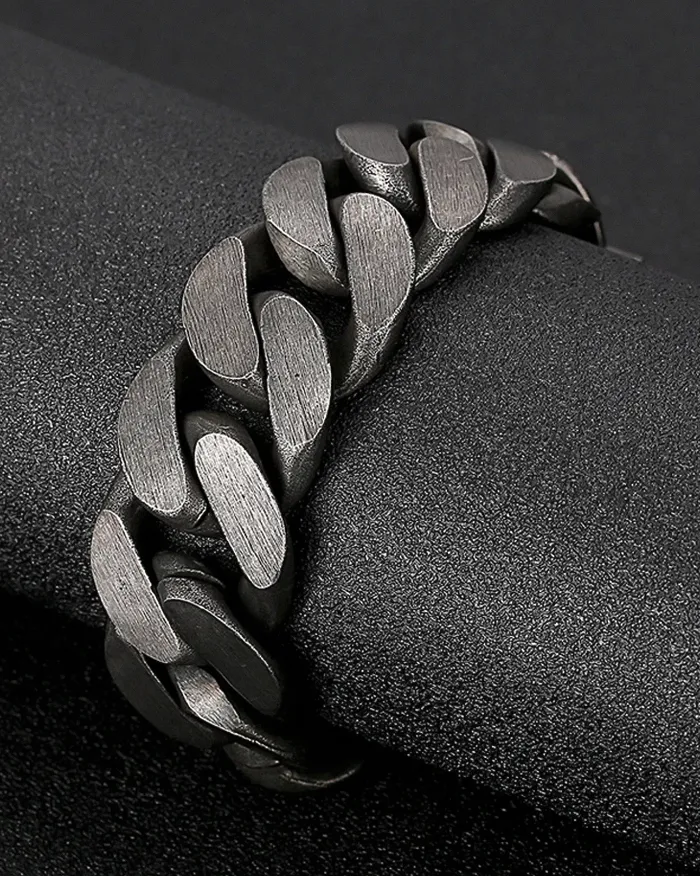 Men’s Stainless Steel Cuban Link Bracelet "Onyx" - Image 6