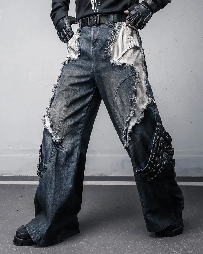 Patchwork Distressed Jeans "Vadra" - Image 4