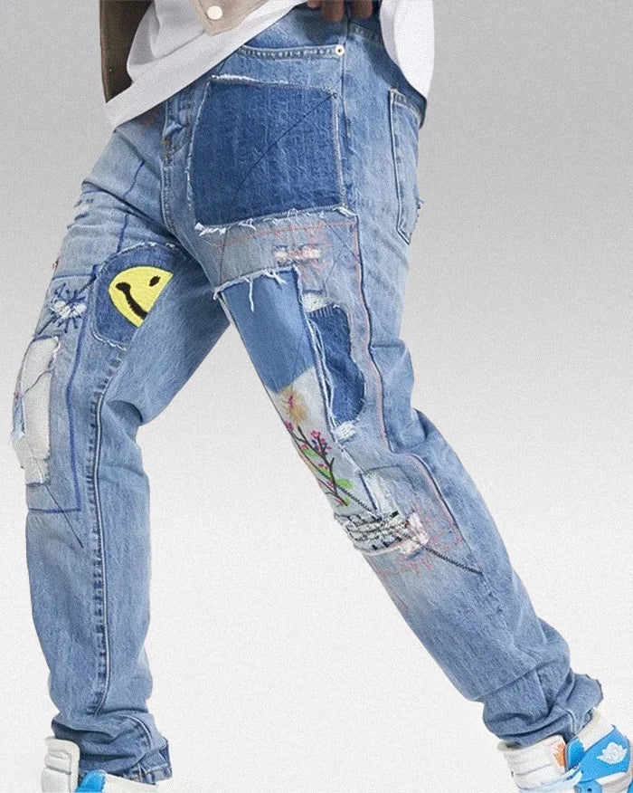 Patchwork jeans men's "Tarumizu" - Image 4