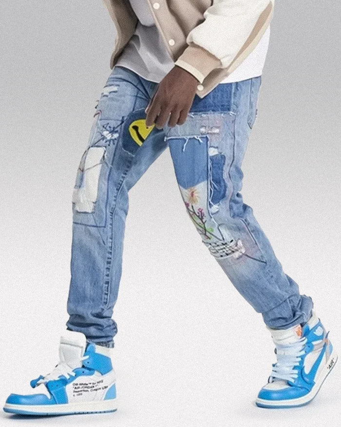 Patchwork jeans men's "Tarumizu" - Image 5